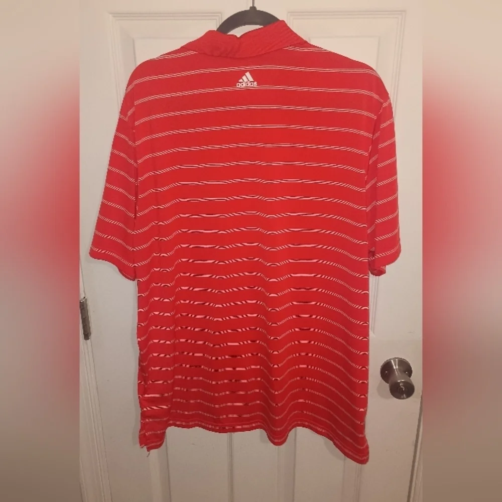Adidas Red and White Polo Shirt with Classic Stripes #2